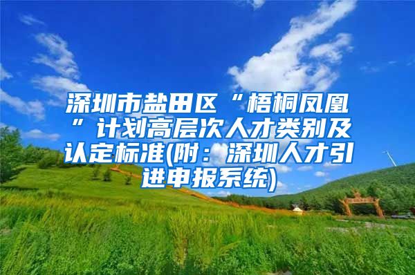 深圳市盐田区“梧桐凤凰”计划高层次人才类别及认定标准(附：深圳人才引进申报系统)