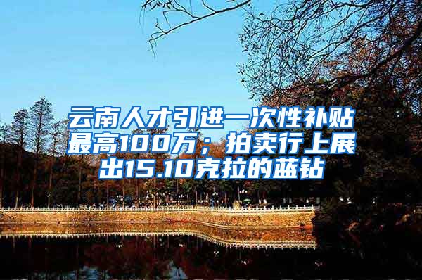 云南人才引进一次性补贴最高100万；拍卖行上展出15.10克拉的蓝钻