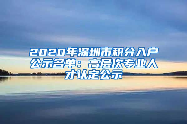 2020年深圳市积分入户公示名单：高层次专业人才认定公示