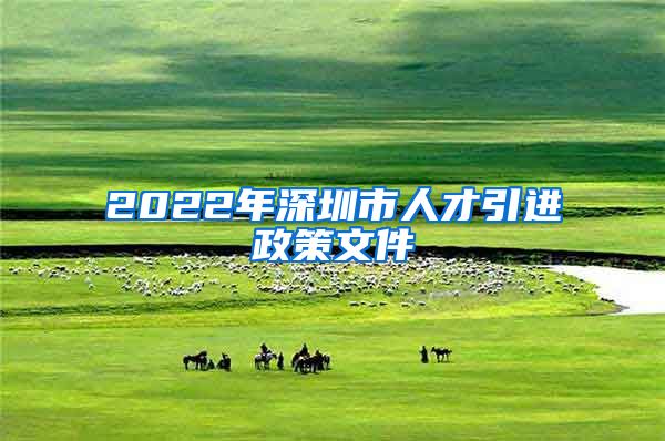 2022年深圳市人才引进政策文件