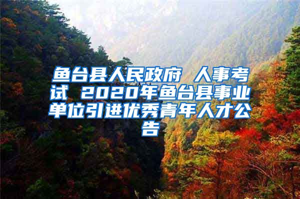 鱼台县人民政府 人事考试 2020年鱼台县事业单位引进优秀青年人才公告