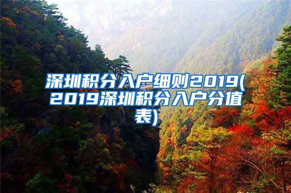 深圳积分入户细则2019(2019深圳积分入户分值表)