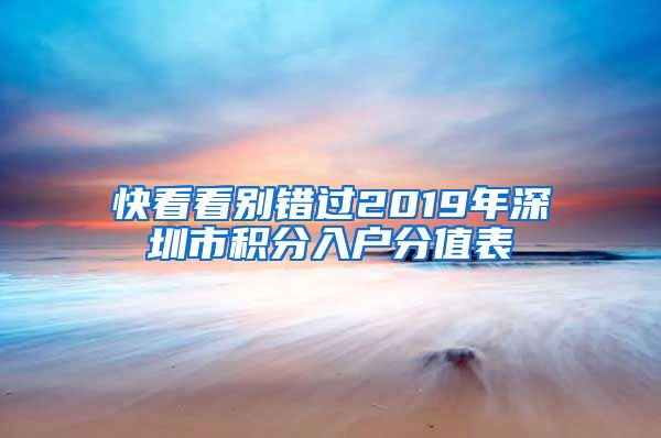 快看看别错过2019年深圳市积分入户分值表