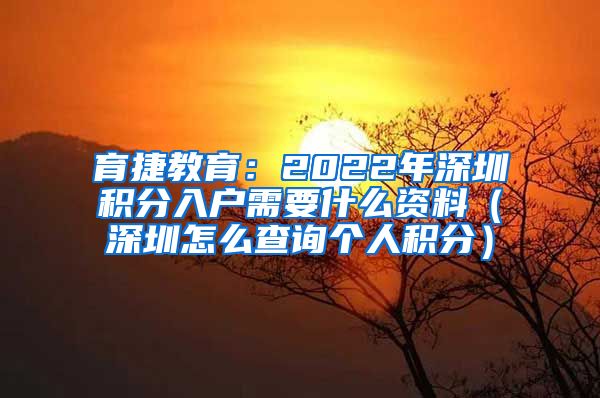 育捷教育：2022年深圳积分入户需要什么资料（深圳怎么查询个人积分）