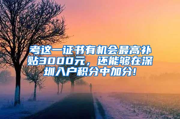 考这一证书有机会最高补贴3000元，还能够在深圳入户积分中加分!