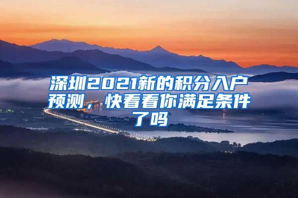 深圳2021新的积分入户预测，快看看你满足条件了吗