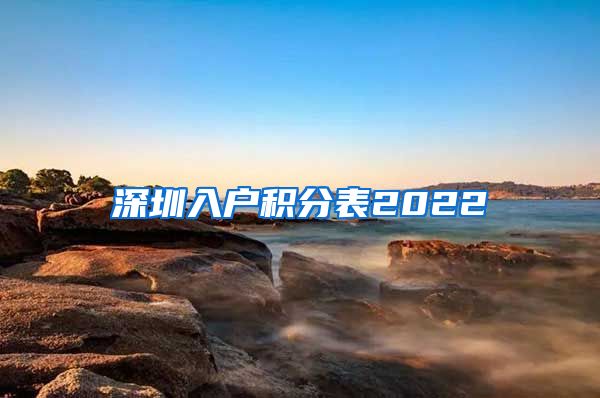 深圳入户积分表2022