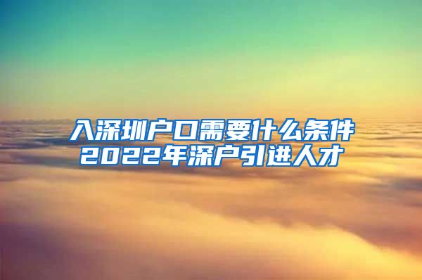 入深圳户口需要什么条件2022年深户引进人才