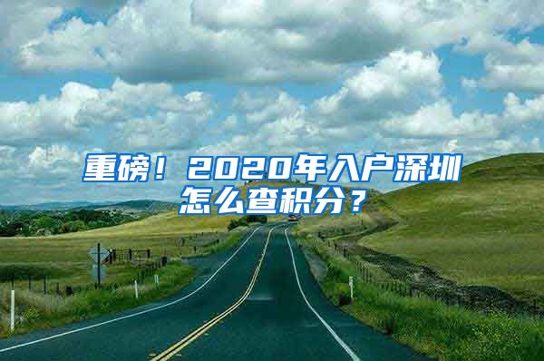 重磅！2020年入户深圳怎么查积分？