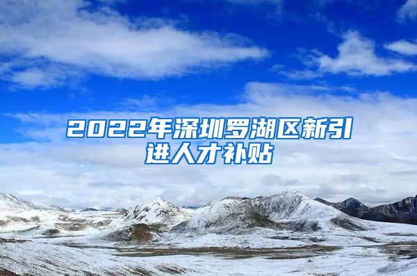 2022年深圳罗湖区新引进人才补贴