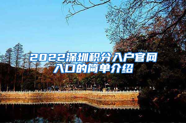 2022深圳积分入户官网入口的简单介绍