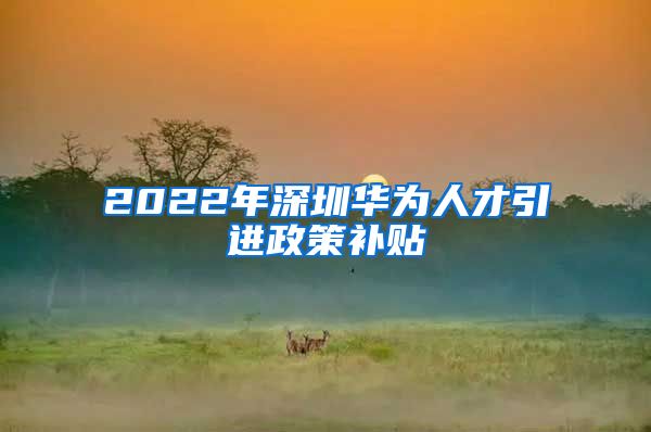 2022年深圳华为人才引进政策补贴