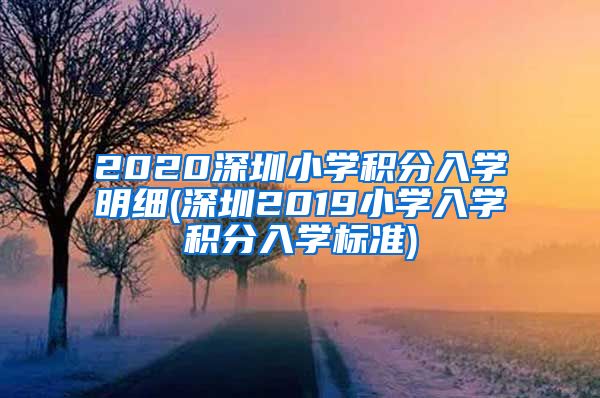 2020深圳小学积分入学明细(深圳2019小学入学积分入学标准)