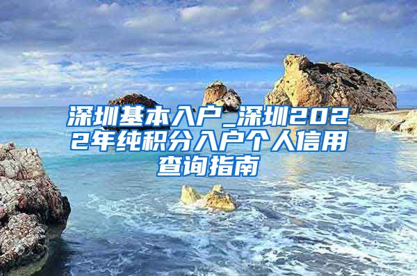 深圳基本入户_深圳2022年纯积分入户个人信用查询指南