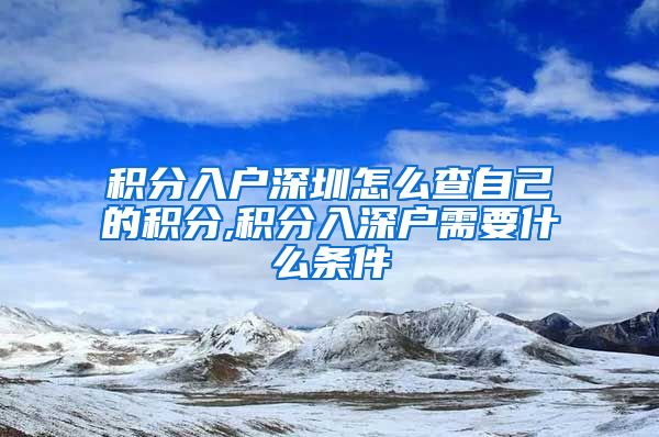 积分入户深圳怎么查自己的积分,积分入深户需要什么条件