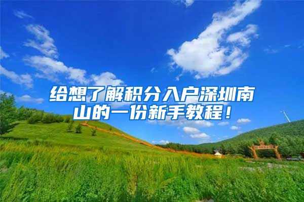给想了解积分入户深圳南山的一份新手教程！