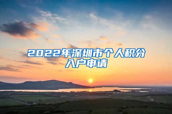 2022年深圳市个人积分入户申请