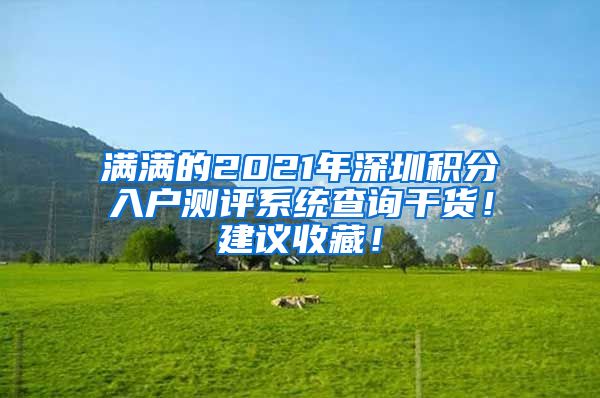 满满的2021年深圳积分入户测评系统查询干货！建议收藏！