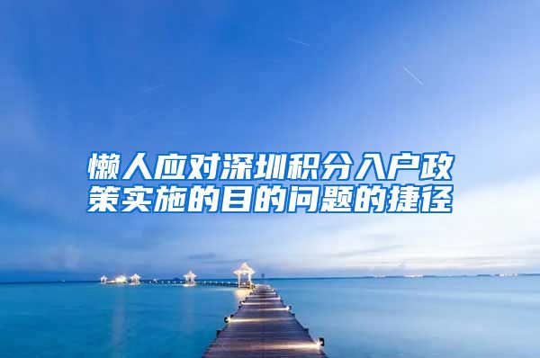 懒人应对深圳积分入户政策实施的目的问题的捷径