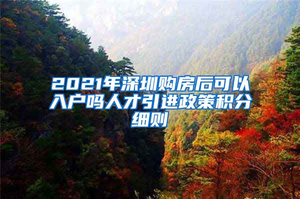 2021年深圳购房后可以入户吗人才引进政策积分细则