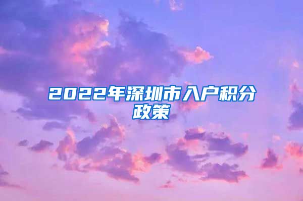 2022年深圳市入户积分政策