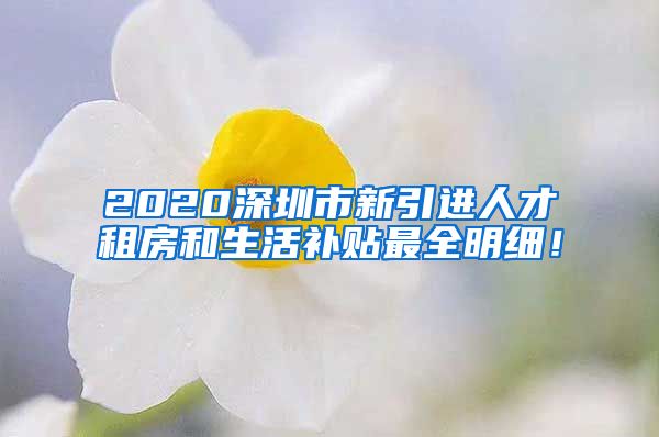 2020深圳市新引进人才租房和生活补贴最全明细！