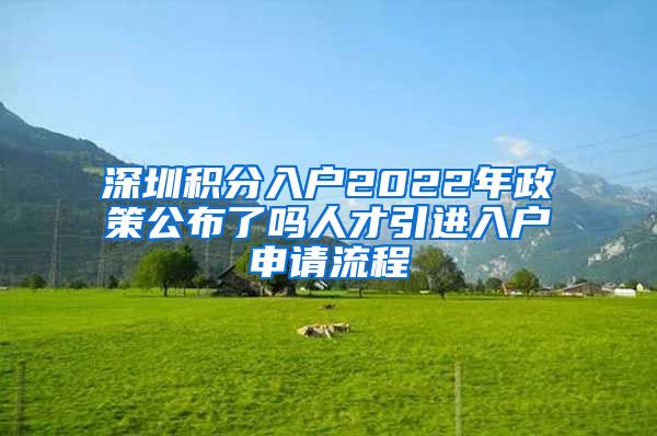 深圳积分入户2022年政策公布了吗人才引进入户申请流程