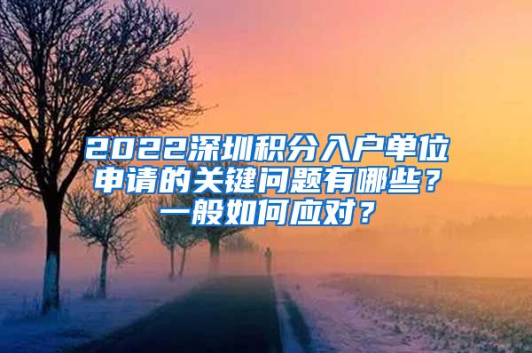 2022深圳积分入户单位申请的关键问题有哪些？一般如何应对？