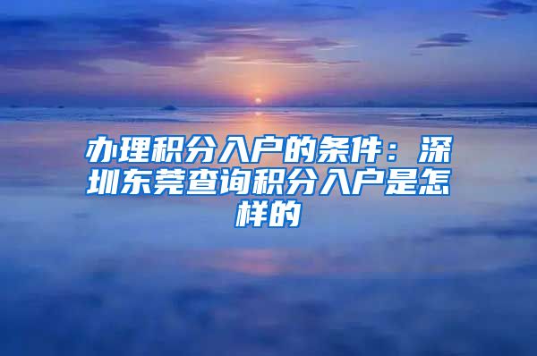 办理积分入户的条件：深圳东莞查询积分入户是怎样的