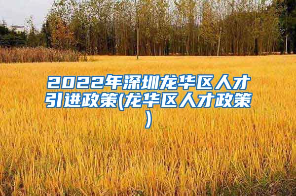 2022年深圳龙华区人才引进政策(龙华区人才政策)
