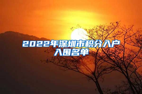 2022年深圳市积分入户入围名单