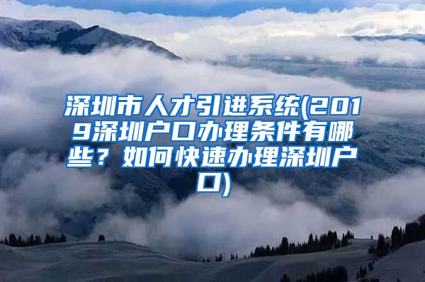 深圳市人才引进系统(2019深圳户口办理条件有哪些？如何快速办理深圳户口)