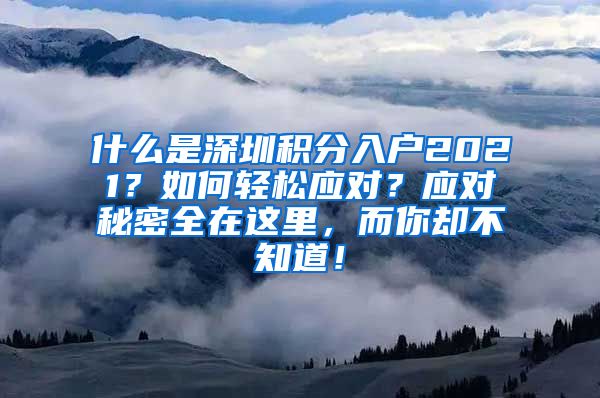 什么是深圳积分入户2021？如何轻松应对？应对秘密全在这里，而你却不知道！