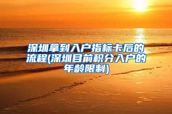 深圳拿到入户指标卡后的流程(深圳目前积分入户的年龄限制)