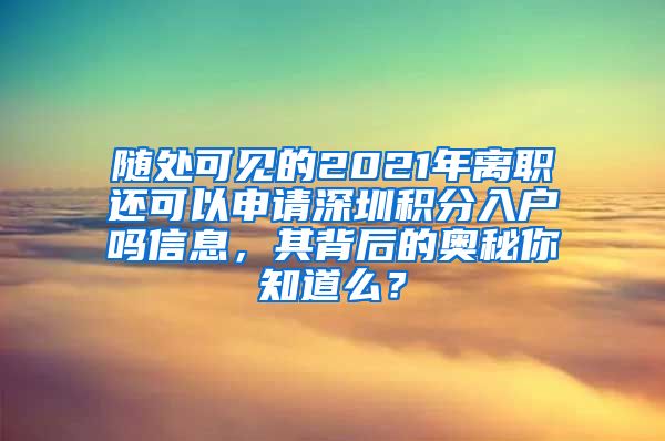随处可见的2021年离职还可以申请深圳积分入户吗信息，其背后的奥秘你知道么？