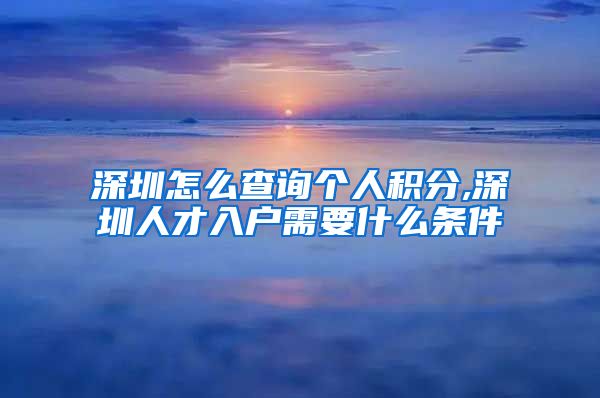 深圳怎么查询个人积分,深圳人才入户需要什么条件