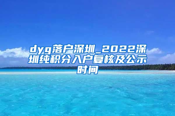 dyg落户深圳_2022深圳纯积分入户复核及公示时间