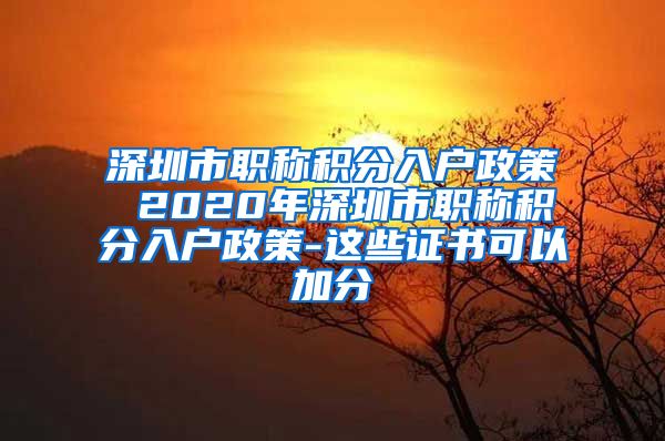 深圳市职称积分入户政策 2020年深圳市职称积分入户政策-这些证书可以加分