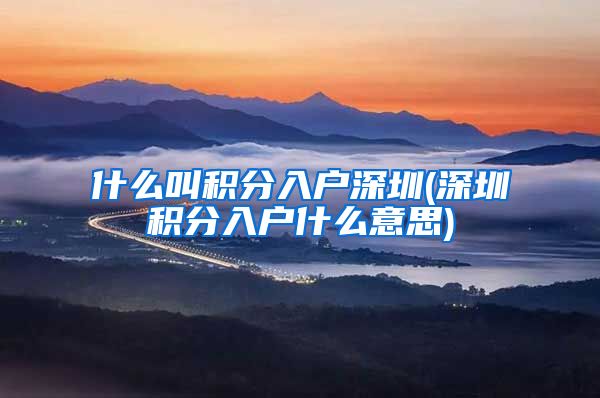 什么叫积分入户深圳(深圳积分入户什么意思)