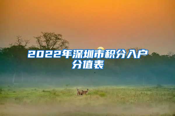 2022年深圳市积分入户分值表