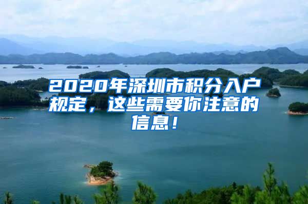 2020年深圳市积分入户规定，这些需要你注意的信息！