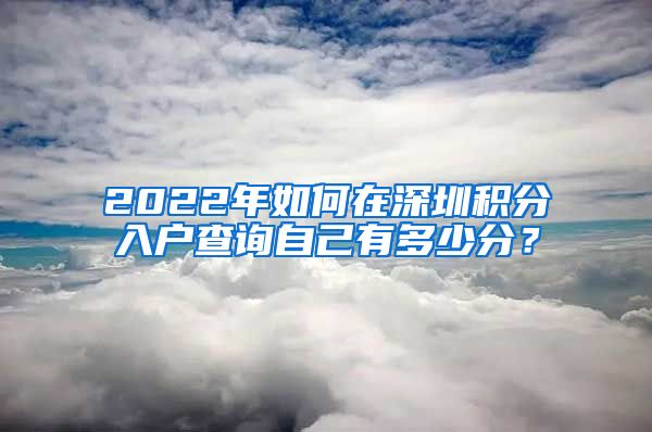 2022年如何在深圳积分入户查询自己有多少分？