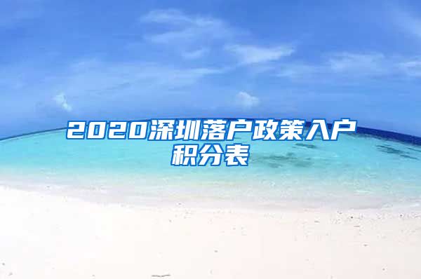 2020深圳落户政策入户积分表