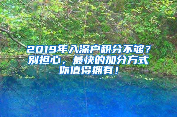 2019年入深户积分不够？别担心，最快的加分方式你值得拥有！