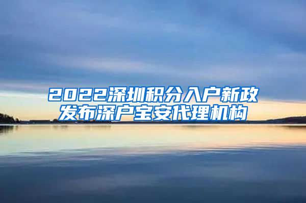 2022深圳积分入户新政发布深户宝安代理机构
