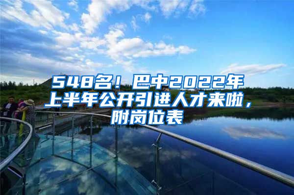 548名！巴中2022年上半年公开引进人才来啦，附岗位表