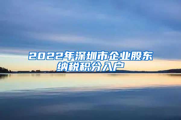 2022年深圳市企业股东纳税积分入户