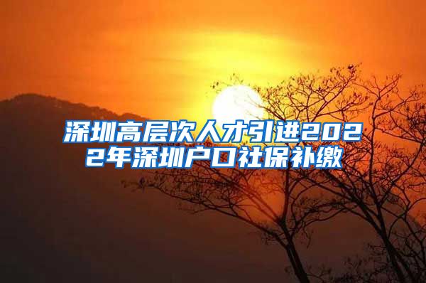 深圳高层次人才引进2022年深圳户口社保补缴