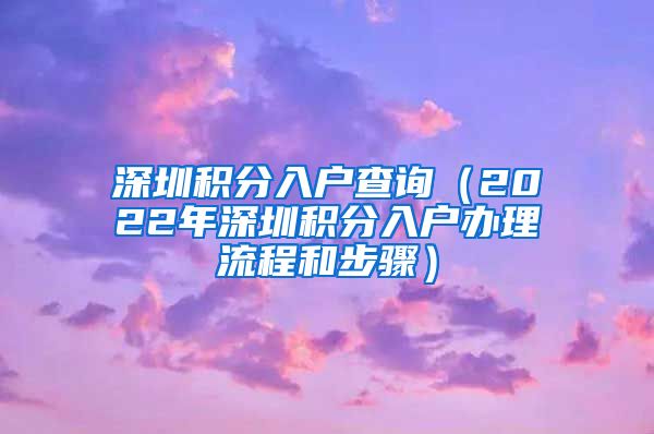 深圳积分入户查询（2022年深圳积分入户办理流程和步骤）