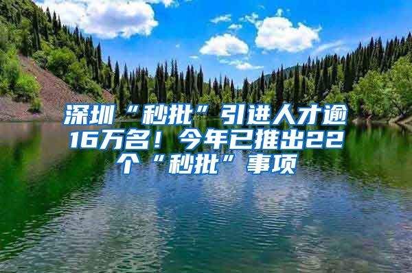 深圳“秒批”引进人才逾16万名！今年已推出22个“秒批”事项